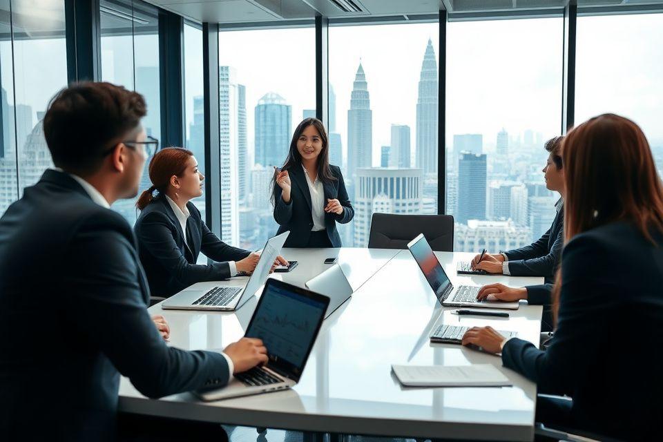 Professionals in a business English workshop